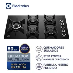 ELECTROLUX - Cocina Empotrable 5 Hornillas Parrillas de Hierro KE5GW