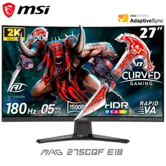 MSI - Monitor 27" Curvo MSI MAG 275CQF E18 WQHD 2560 x 1440 180HZ 0.5MS GTG