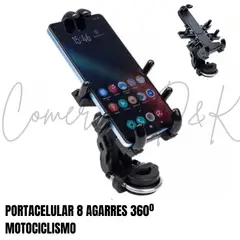 GENERICO - PORTACELULAR 8 AGARRES 360º MOTO