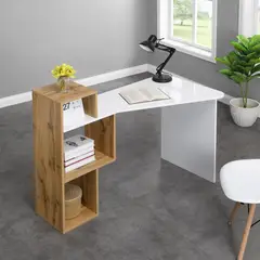 R&R MUEBLES - Escritorio Moderno Farah Blanco y Duna R&R MUEBLES