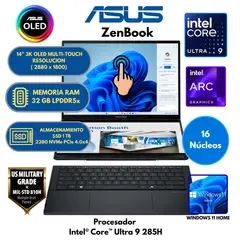 ASUS - Laptop Asus ZENBOOK  Intel Core Ultra 9 (2en1) RAM 32GB SSD 1TB 14" 3K OLED Táctil Windows 11
