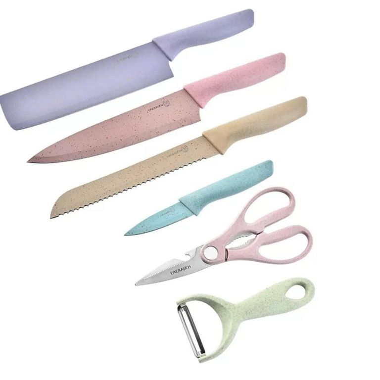 Set De Cuchillos 6 Piezas Acero Inoxidable Colores