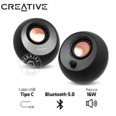 CREATIVE - Parlantes Creative Pebble V3 Bluetooth USB-C 16W RMS Negro 2.0