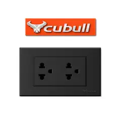CUBULL - CAJA DE 10 TOMACORRIENTE UNIVERSAL DOBLE EMPOTRABLE NEGRO MATE