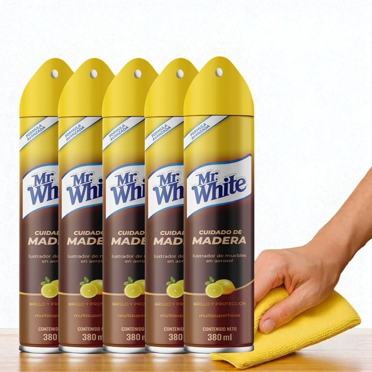 Limpiador de Madera Pack x 5Un Mr White Spray Espuma 380ml