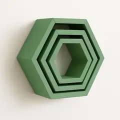 NACIONAL - Repisa Hexagonal Flotante de Melamina Pack x 3UND diferente - FAMUZE