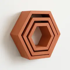 NACIONAL - Repisa Hexagonal Flotante de Melamina Pack x 3UND diferente - FAMUZE
