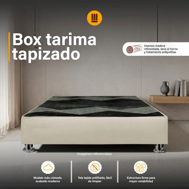 Box Tarima reforzado y acolchado Pcromadas - 2plz - Beige claro