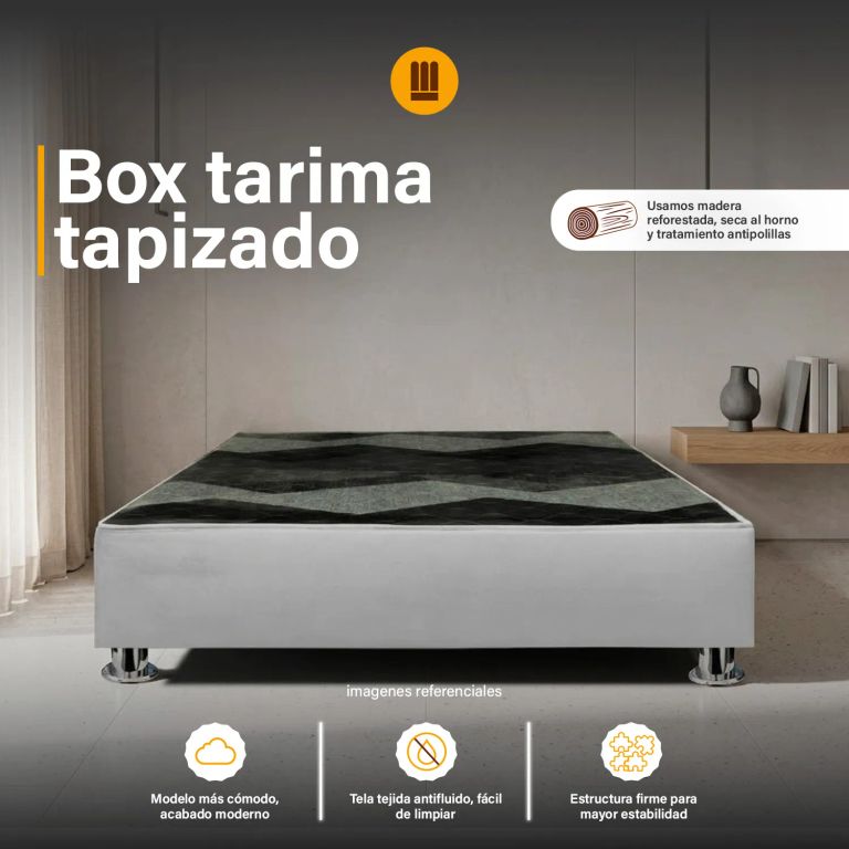 Box Tarima reforzado y acolchado Pcromadas - 2plz - Gris claro