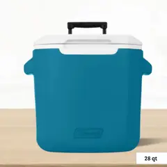 COLEMAN - Cooler Azul Oceano Coleman con Asa y Ruedas 26 Litros 28 QT