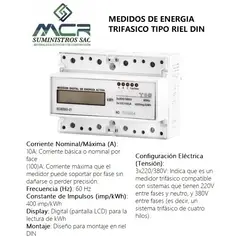 GENERICO - MEDIDOR DE ENERGIA ACTIVA TRIFASICO MOD TIPO RIEL DIN