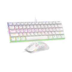 RMON TECH INFORMATICA Y TECNOLOGIA - MINI TECLADO MECANICO Y MOUSE BLANCO CON LUZ RGB RETROILUMINADO