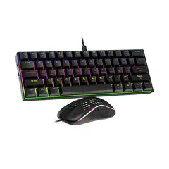 RMON TECH INFORMATICA Y TECNOLOGIA - MINI TECLADO MECANICO Y MOUSE NEGRO CON LUZ RGB RETROILUMINADO