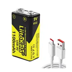 LIITOKALA - Pila Recargable 9V LiitoKala 1100mAh USB Tipo C
