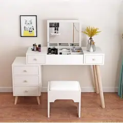 R&R MUEBLES - Tocador más Silla Vintage Colombia Blanco R&R MUEBLES