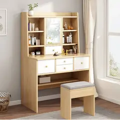 R&R MUEBLES - Tocador más Silla Moderno Ariana DunaBlanco R&R MUEBLES