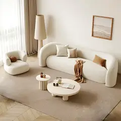 GENERICO - Sofá Curvo Logi + Butaca Formas Home – Tapiz Kira, 3 Cuerpos