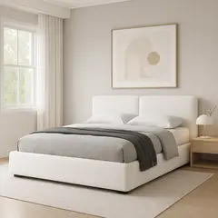 GENERICO - CAMA LUCERNA 2 PLZAS MARFIL BOX TARIMA Y CABECERA