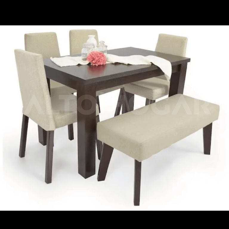 Juego de Comedor 6 Asientos Tovar Beige - Nogal Madera Tornillo