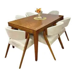 GENERICO - Juego De Comedor Biru 6 Sillas Beige Madera Tornillo