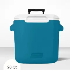 COLEMAN - Cooler Azul Oceano Coleman con Asa y Ruedas 26 Litros 28 QT