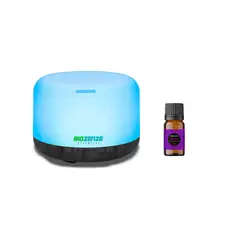 GENERICO - Aromatizador Difusor De Aromas 7 Colores 818 oscuro + Aceite Esencial De Lavanda Biozenze