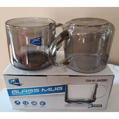 GENERICO - Pack x 2 Tazas de Vidrio Gris de 350 ml