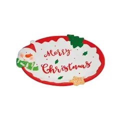 ICHIMATSU - Fuente Oval Navideña de Loza diseño Muñeco de Nieve 11 X6Und