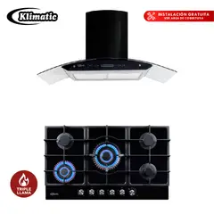 KLIMATIC - COMBO Cocina AOSTA 90 y Campana VENEZIA BLACK