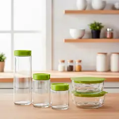 GENERICO - Kit De 5 Frascos De Vidrio Con Tapa Para Almacenar Alimentos