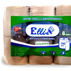 ELLIA - Papel Toalla Institucional Ecológico 150 m x 6 rollos - OPT002