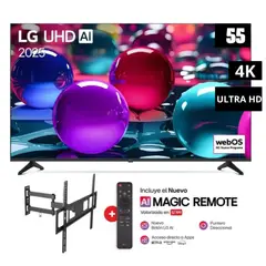 LG - Televisor 55" UHD AI UA73 4K Smart TV 2025 + Rack Giratorio