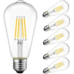 GENERICO - 6Pcs Focos LED E27 4W Luz Cálida Vidrio Transparente