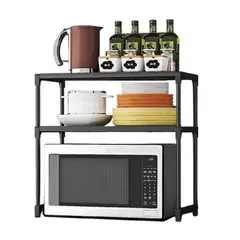GENERICO - Estante y Organizador de Microondas 3 Niveles NEGRO
