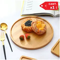 INSPIRA MARKET - Bandeja para Alimentos Decorativa Bambu Redondo