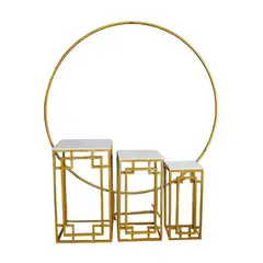 GENERICO - 3 MESAS ROMANAS NAKED + ARCO PARA FIESTAS EVENTOS