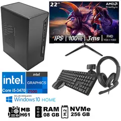 GENERICO - Computadora Pc Intel Core i5 3470 Monitor 22 fhd' RAM 08 GB SSD256 GB  WEB CAM