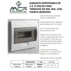 GENERICO - GABINETE EMP DE 2 A 12 POLOS PARA ITM DE RIEL DIN, CON PTA-BORNERA.
