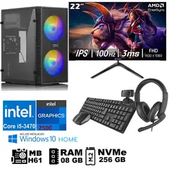GENERICO - Computadora Pc Intel Core i5 3470 Monitor 22 fhd' RAM 08 GB SSD256 GB  WEB CAM