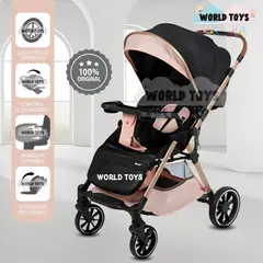 BABY - Coche Maleta de Lujo «WIN» con Bandeja de Comer Rosa