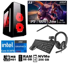 INTEL - Computadora Pc Intel Core i5 3470 Monitor 22 fhd' RAM 08 GB SSD256 GB  WEB CAM