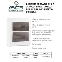 GENERICO - GABINETE ADOS DE 2 A 24 POLOS PARA ITEM DE RIEL DIN, CON PTA-BORNERA.