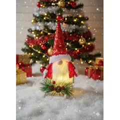 GENERICO - Gnomo Muñeco de Navidad Rojo con Trineo Blanco