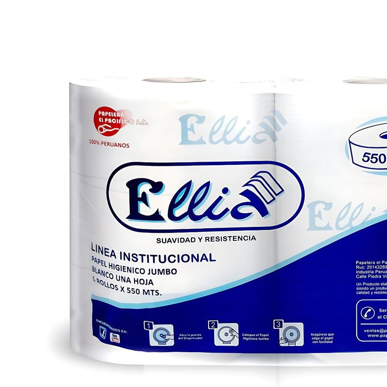 Papel Higiénico Jumbo Ellia 550 metros x 6 rollos