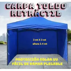 GENERICO - CARPA TOLDO PLEGABLE RETRÁCTIL CON PAREDES RESISTENTE PROTECC SOLAR UV