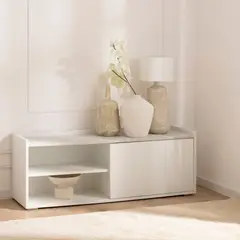 R&R MUEBLES - Mesa para TV Moderno Curwy 140 cm Blanco R&R MUEBLES