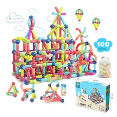 GENERICO - Bloques De Construccion Mágneticos 100 Piezas Niños STEM