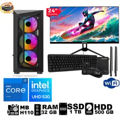 GENERICO - Computadora PC Intel Core™ i7 16GB Ram DDR4 SSD 1TB +HDD 500 GB Led 23.8 WIFI