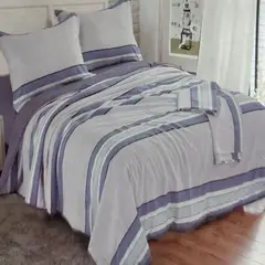 MINGDA - Set de cobertor 2 pz verano antiestrés de 5 piezas 100% algodón