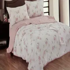 MINGDA - Set de cobertor 2 pz  verano antiestrés de 5 piezas 100% algodón